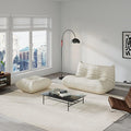 Comfy Lazy Floor Sofa Couch,Soft Armless Chair,Faux Leather Lounge Chair,Corner Relax Sofa Couch for Living Room Bedroom,Salon Office,Adults(Cream White)
