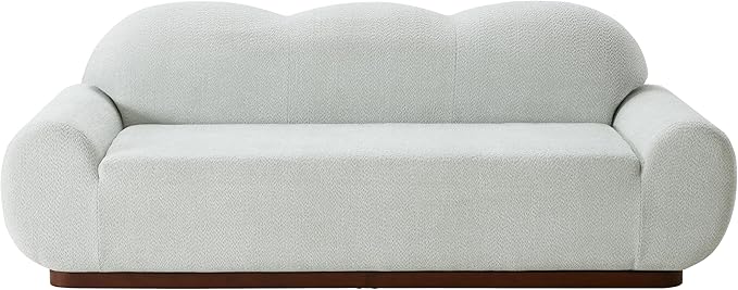 Christopher Knight Home Zera 88" Comfy Boucle Upholstered Cloud Couch, 3-Seater Sofa Couches, Low Profile Home Sofa Living Room with Round Arm, Sturdy Wooden Frame Lounge Chair Indoor, Light Green