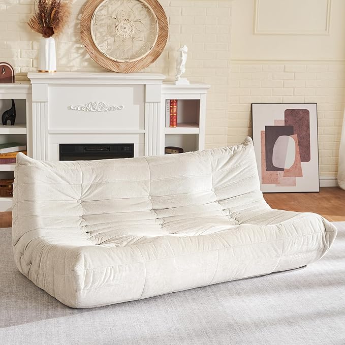 HABUTWAY Bean Bag Chair, Giant Bean Bag Chairs for Adults, 3 Seater Fireside Chair, Lazy Large Floor Bean Bag Sofa for Living Room, Bedroom, Dorm, Office (Beige)