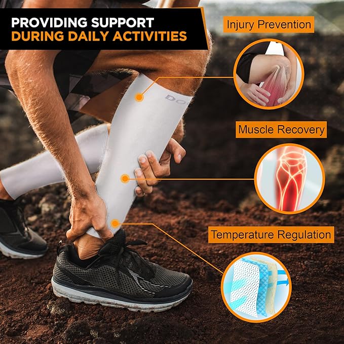Doc Miller Compression Calf Sleeve for Men & Women – 20-30mmHg Graduated Support for Running, Shin Splints, Calf Strain – Knee High, Small to 6XL Plus Size