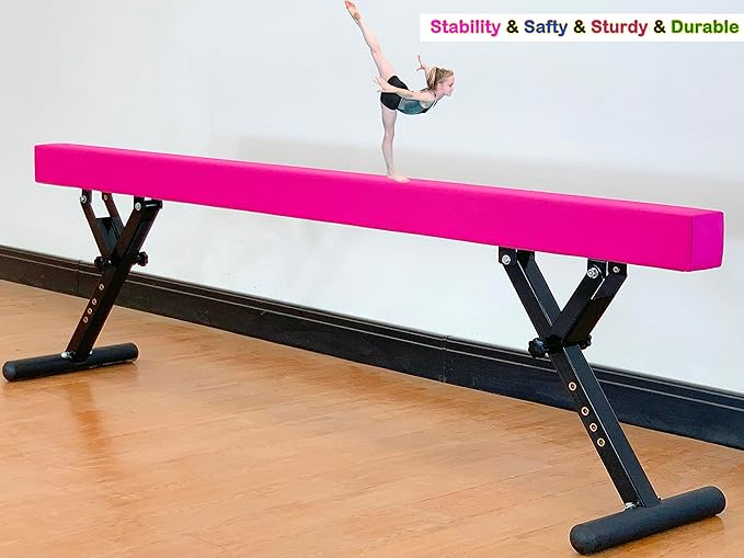 MARFULA Adjustable Balance Beam 8 ft Gymnastic Beam Adjustable Height for Kids and Teenage of All Gymnastic Levels, Gymnastic Training Beam Gymnastic Equipment for Athlete Home and Gym Club Use
