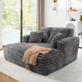 56"W Oversized Chaise Lounge Chair Indoor,Plush Faux Fur Sleeper Sofa Couch Bed with Pillows&Wide Armrest,Fluffy Comfy Cloud Sofa,Compression Foam Boneless Couch for Living Room,Bedroom(Grey)