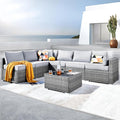 ovios Outdoor 7 Piece Coversation Set with Coffee Table,Sectional Patio Furniture Set with All-Weather Wicker Sofa,Modern Outside Couch for Balcony Backyard Pool, Grey