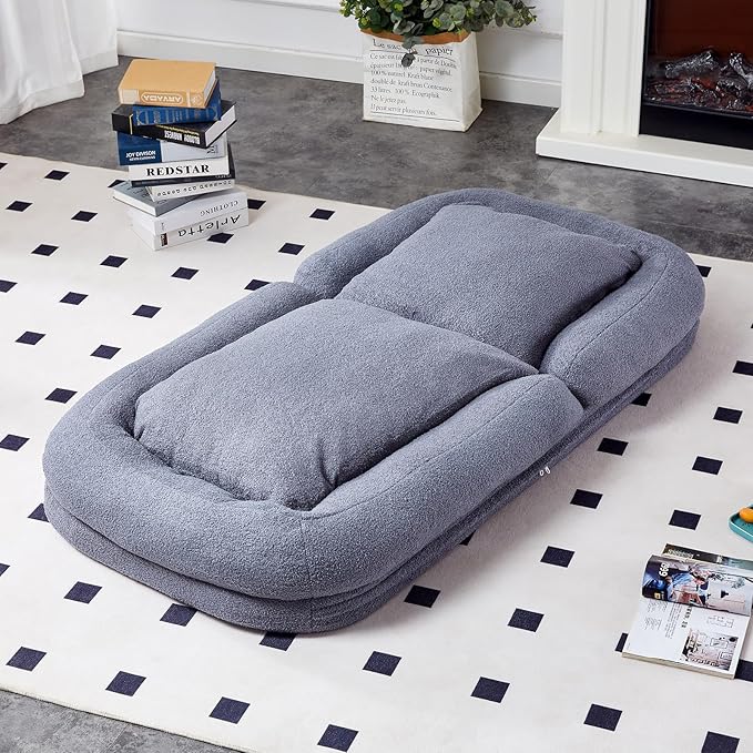 Elevate Your Leisure Time with Grey Folding Sofa Chair - 5 Adjustable Positions for Gaming, Meditation & More!