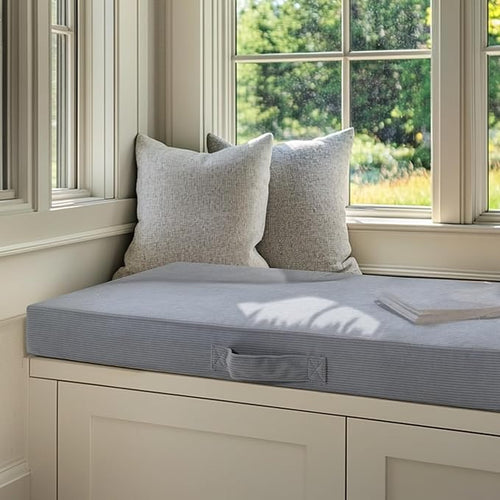 39x75x3 Inch Seat Cushion Extra Thick Memory Foam - Premium Support for Bay Window Benches, Floor Seating, Reading Nooks, Tatami Mats & Indoor Furniture, Soft Gray Washable Cover