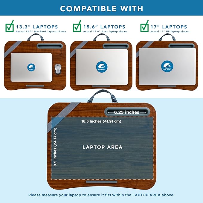 LAPGEAR Designer Lap Desk with Phone Holder and Device Ledge - Arrow Stripes - Fits up to 15.6 Inch Laptops - Style No. 45411