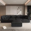 WJShome Cloud Couch for LivingRoom,190" U Shaped Modular Sectional Sofa with Ottoman,Down Filled 9 Seater Convertible Sleeper Sofa Bed Oversized Furniture Sets,Black