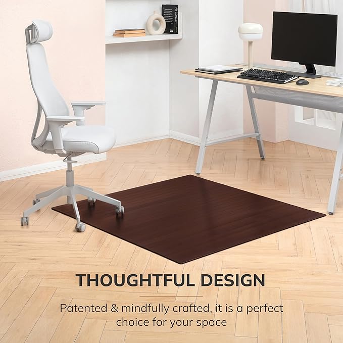 Anji Mountain Office Chairmat Thickest & Sturdy Bamboo Chairmats Highly Premium Quality Anti-Slip Heavy Duty for Multi-Purpose Hardwood Floor Office & Home Floor Protector Office Chair mat-5mm Thick