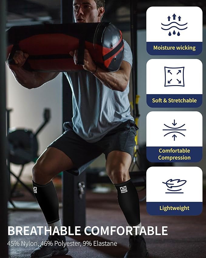 Modetro Sports Calf Compression Sleeves - Leg Sleeves for Men and Women - Shin Splint Relief Support Brace Running Flights