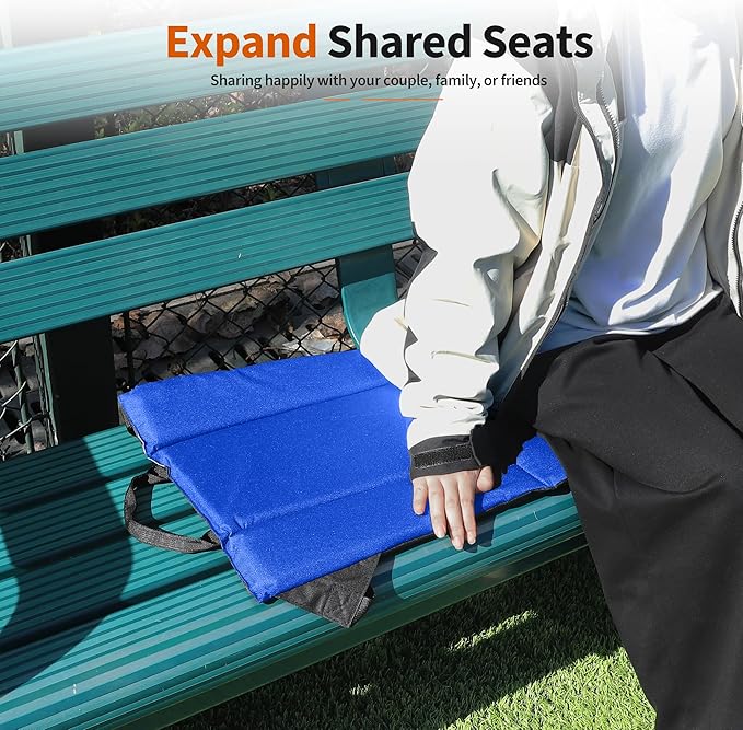 CAMPHILL 2PCS Portable Stadium Seat Cushion for Bleachers,Folding Lightweight Seat with Backrest,Adjustable Straps,Ideal for Camping,Hiking,Sports Events,Outdoor Concerts