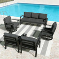 RTDTD Aluminum Outdoor Patio Furniture Set,5 Pieces 7 Seats Patio Conversation Sets with 2 Swivel Rocking Chairs,Metal Patio Sectional Furniture Set with 5.1" Thickened Cushions,Black