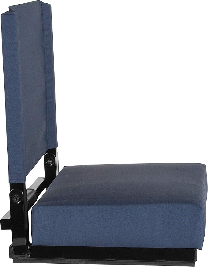 Flash Furniture Grandstand Portable Stadium Seats for Bleachers or Benches, Folding Padded Stadium Chairs with Handle, Pack of 2, 500 lb. Weight Capacity, Navy Blue