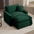 Aoowow Corduroy Large Armchair with Ottoman,Tufted Indoor Chaise Lounge Chair,Oversized Single Sofa Chair with Footrest,Single Seat Cloud Sofas Couches for Living Room (Green, Sofa Chair + Ottoman)