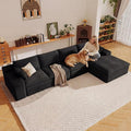 136" Cloud Sectional Couch with L-Shape Chaise, Modern Corduroy Viral Boneless Sofa for Living Room,Memory Foam Couches in a Box with Deep Seat,No Assembly Required (Black,Right-Facing Chaise)