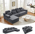 136" L-Shaped Cloud Modular Sectional Sofa with Chaise & Headrest, Boneless Deep Seat Plush Corduroy Couches for Large Living Room, No Assembly Required (Dark Gray, 136" L-shapred Chaise)