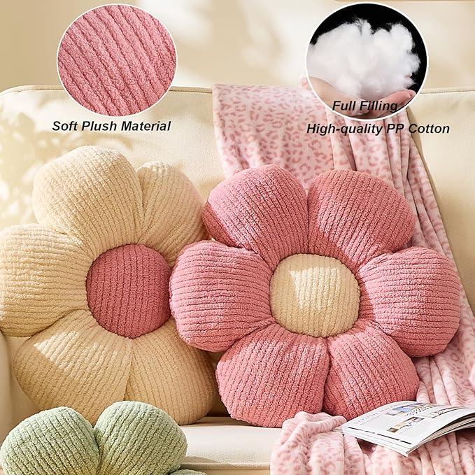Flower Pillow Flowers Shaped Pillow Cushion Decorative Daisy Pillow for Bed Cute Throw Pillow Flower Floor Pillow Soft Seat Cushion Sage Green Cushion 15.7"