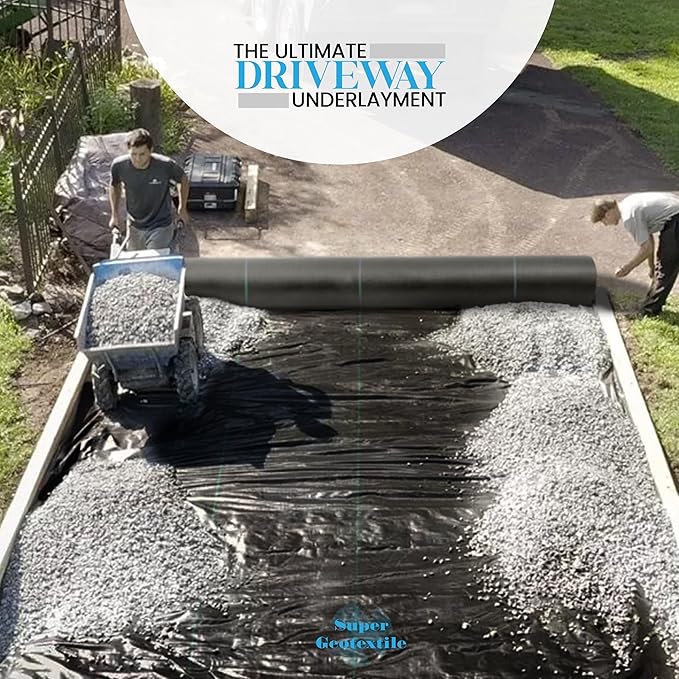 Super Geotextile 4, 6, 8 oz Non Woven Fabric for Landscaping, French Drains, Underlayment, Erosion Control, Construction Projects - 8 oz (3X250)