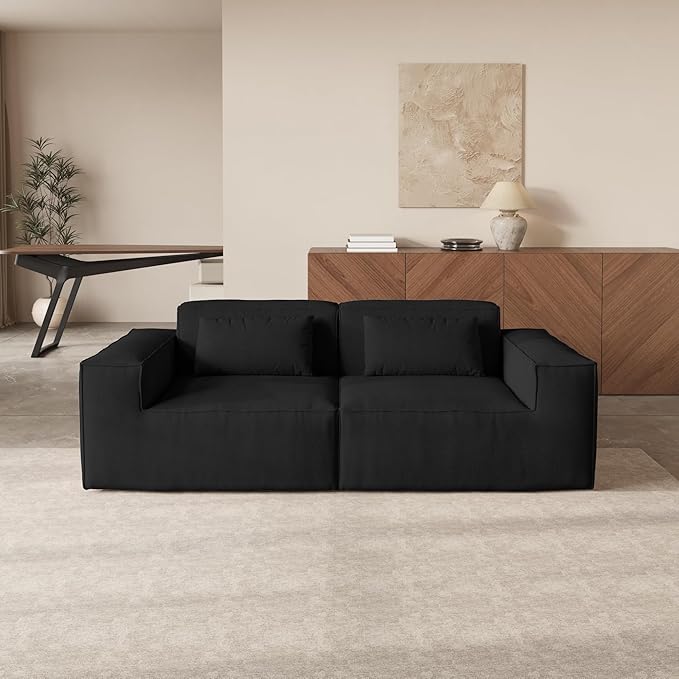 JACH 86.62" Modular Sectional Couch, Huge Plus Love Seat Sofa, Modern Comfy Cloud Sectional Couches, Sofa Furniture for Living Room, Office, Apartment, Black