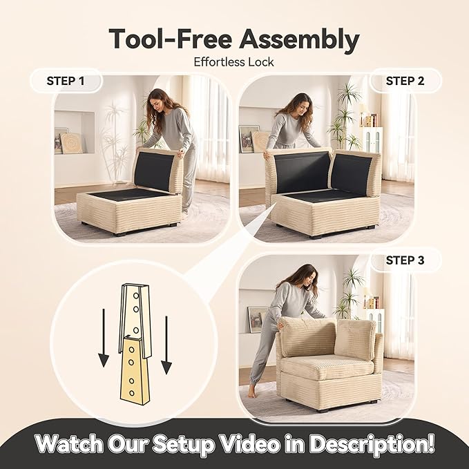 CAODOC Large 8 Seat Modular Sectional Sofa with Ottoman Seat Corduroy Sleeper Sectional Sofa Bed Oversized Convertible Modular Couch for Living Room