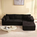 Afuson 107" Boneless Couch with Deep Seat, Modular Sectional Sofa, Cloud Sectional Couch for Living Room, No Assembly Required, Corduroy, L-Shape Right, Black