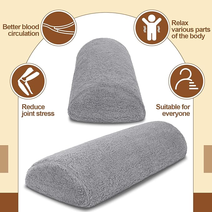 Sintuff Recliner Leg Rest Cushion Sofa Footrest Pillow with Cover Half Moon Bolster Pillow Under Knee Pillow for Sleeping On Back Alleviating Pain, 19.7 x 8 x 3.5 Inch (Dark Gray)
