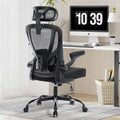 shipborne Office Chair Ergonomic Office Chair with Lumbar Support, Head Support, Rocking Function, FILP-up Armrests, Mesh High Back Chair Home Office Desk Chair, Suitable for Home, Office, Black