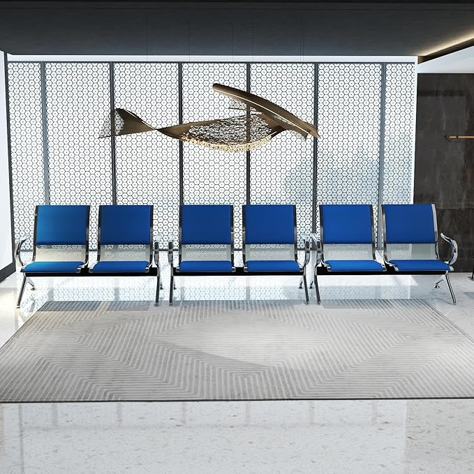 Kinfant 6-Seat Waiting Room Chairs with Arms – Heavy-Duty Steel Frame PU Leather Back & Cushioned Seat, Ergonomic Office Reception Guest Chair for Lobby, Clinic, Airport, Blue