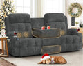 Recliner Sofa, Massage Reclining Sofa 3 Seater Sets Fabric Reclining Couch, RV Loveseat Couch Clearance with Flip Back Console, Storage, Cup Holders, Wall Hugger Reclining Couch for Living Room