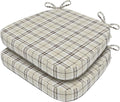 AAAAAcessories D-Shaped Chair Cushions, 2" Thick Dining Chair Pads with Ties and Removable, Machine-Washable Cover, 17" x 16", Set of 2, Yellow Checkered