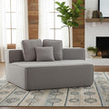 EPOFIT 1-Seater Teddy Fleece Modular Sofa Chair, Low-Profile Floor Seat with Wide Cushion and All-Foam Support, Left-Facing Design, Compressed Packaging – Grey