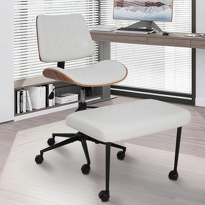 Azaeahom Ergonomic Cross Legged Office Chair with Wheels, Height Adjustable & 360°Swivel for Meditation, Desk & Yoga - Wide Criss Cross Design, Kneeling Chair - White