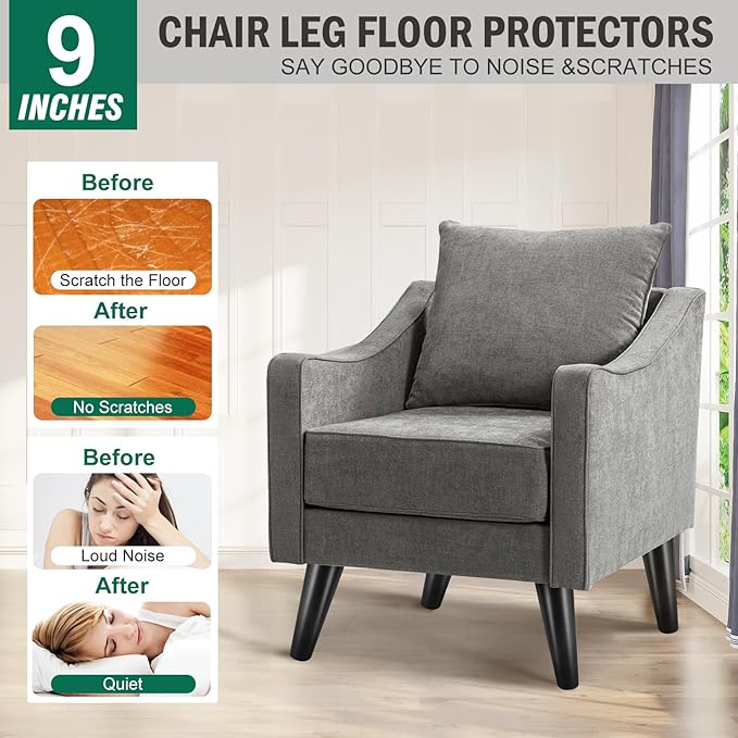 FoDau770 Black Rubber Wood Furniture Legs 9 Inches, Slant Tapered Wood Feet Mid Century Sofa Legs Set of 4, 5/16" UNC Furniture Feet Replacement Parts for Cabinet Couch Dresser Chair Ottoman Table