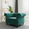 QHITTY Accent Chair, Chesterfield Chair Modern Velvet Upholstered Chair with Tufted Back for Living Room Furniture (Green)
