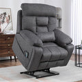 Lay Flat Power Lift Recliner Chair, | 400lbs | 25.5in Extra Wide | 4-Motor | Heat, Massage, Hidden Cup Holder, Sleeping | Big Man, Elderly (Light Grey)