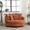 Chifee & Vingol 59.8" W Oversized Accent Barrel Chair Large Round Chair with Wheels,Burnt Orange