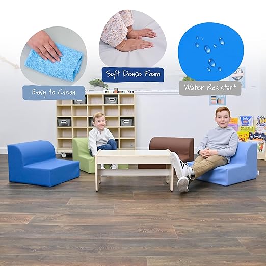 Children's Factory Library Lounger, Flexible Seating Classroom Furniture, Comfy Kids Chairs, Walnut, Single Lounger