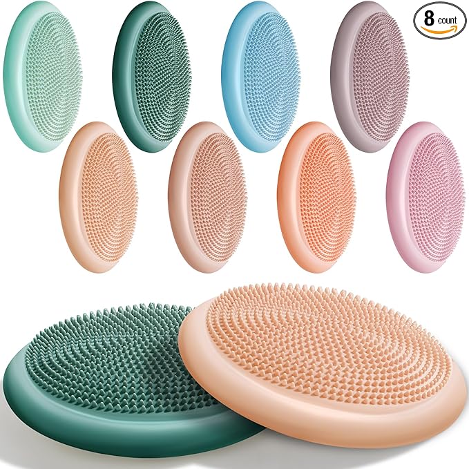 Libima 8 Pcs Wiggle Seat for Sensory Kids Flexible Wobble Cushion Non Slip Balance Disc for Adults Core Strength Physical Exercise Improve Posture School Home Office