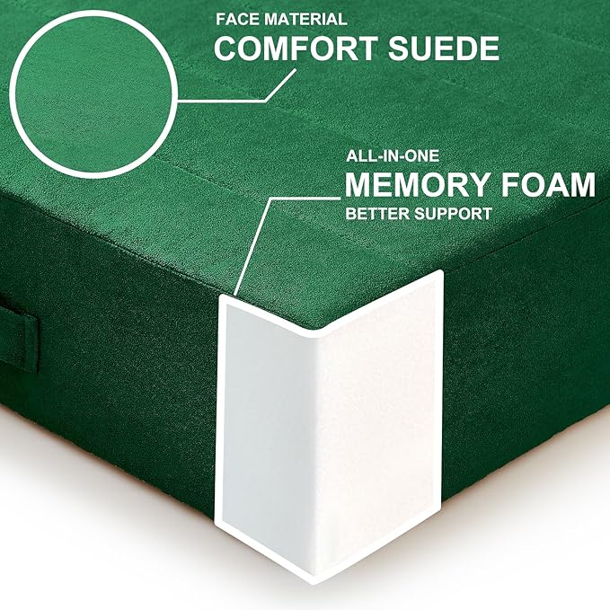 JKMAX 2 Pcs High Density Foam Floor Pillow - Upgraded Large Pillows Seating for Adults - Outdoor Floor Cushion with Soft Tufted Cover - Yoga Pillows for Sitting On Floor - 22 Inch Green