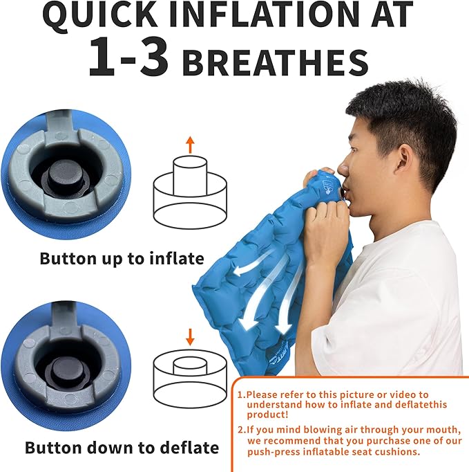 Eulant Lightweight Inflatable Air Seat Cushion - Portable Travel Cushion, Suitable for Camping, Hiking, Climbing, Bleacher, Home and Office