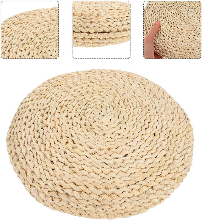 BETOOKY Japanese Tatami Floor Cushion 30x30cm Straw Weaving Sitting Mat with Silk Cotton Filling for Meditation Yoga Home Seating