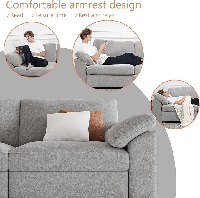 EASE MOOSE Sectional Modular Sofa,Oversized U Shape Sectional Couch Wide Deep seat Sectional Sofa,FSC Certified Comfortable Chenille