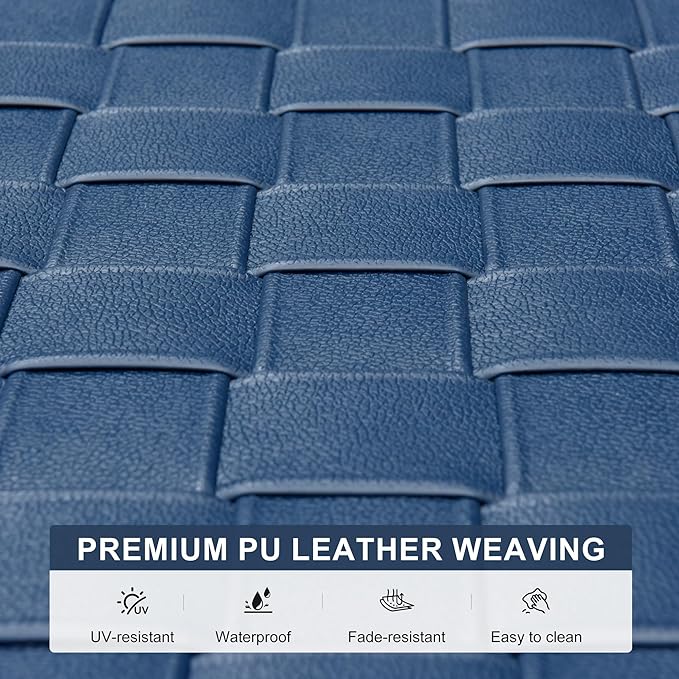 PURPLE LEAF Patio Chaise Lounge Modern Outdoor PU Leather Style Lounge Chair 4 Pieces with Adjustable Backrest Luxury Aluminum Chaise Lounge Chairs for Pool Garden Backyard Beach, Blue