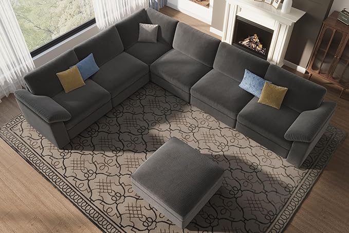 EASE MOOSE Oversized Sectional Modular Sofa,Large L Shape Sectional Couch Wide Deep Seat Modular Cloud Couch,Removable Cover