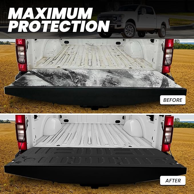 LASFIT Floor Mat Truck Tailgate Mat for Ford Super Duty F250 F350 F450 2022-2017 Truck Bed (Not Fit Drop-in Liners) All Weather Protector TPE Tailgate Liner,1pc Black