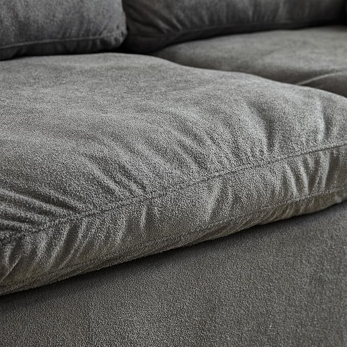 Swbvs Modular Sectional Sofa, 3-Piece Corduroy Couch with Chaise, Deep Seat Oversized Lounge Sofa for Living Room, Convertible Comfy Couch with Removable Cushions, Grey