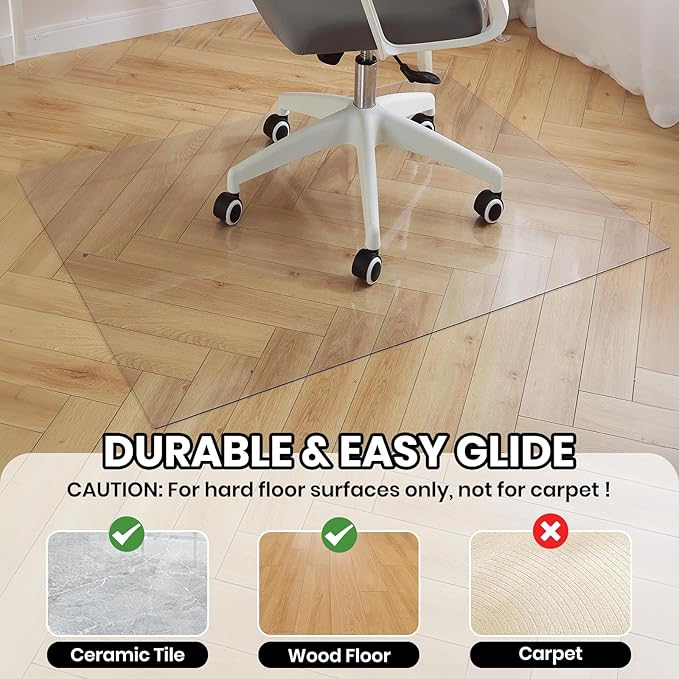 Clear Chair Mat for Hardwood Floor, 48 x 96 Inch Large Office Chair Mat, Plastic Floor Protector, 4'×8' Area Rug for Living Room, Heavy Duty Wood Tile Floor Mats for Home Laundry Dining Area