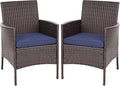 Sophia & William Wicker Patio Chairs Set of 2, 2 Pcs All-Weather Rattan Outdoor Dining Chairs with Seat Cushions