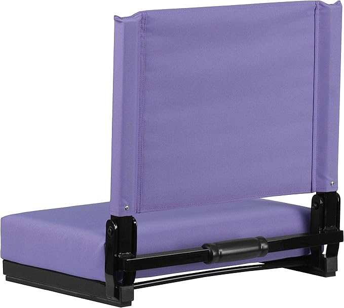 Flash Furniture Grandstand Portable Stadium Seats for Bleachers or Benches, Folding Padded Stadium Chairs with Handle, Pack of 2, 500 lb. Weight Capacity, Purple