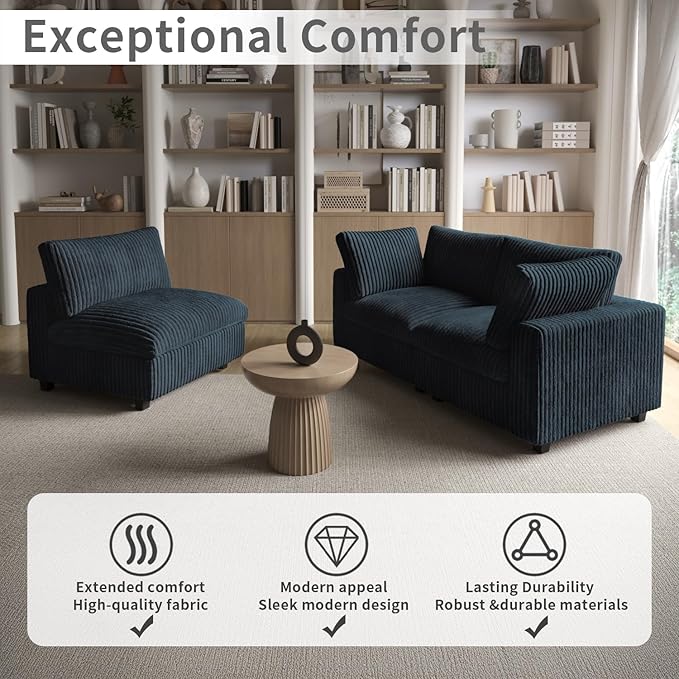 WJShome Cloud Couch Modular Sectional Sofa,118" Oversized L Shaped Sofa with Ottoman,Plush 4 Seater Comfy Couch with Chaise Convertible Couches for Living Room,Covers Washable&Replaceable (Black)
