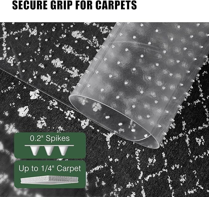 tixpol Chair Mat for Carpet, 36" x 48" Office Chair Mat for Carpeted Floors, Non-Slip Carpet Protector Floor Mat with Grips, Plastic Heavy-Duty Rolling Desk Mat for Home Office and Gaming (Clear)